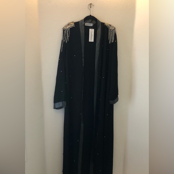 Urban Modesty NWT Size XXL embellished Abaya black Maxi Open front - Picture 2 of 15